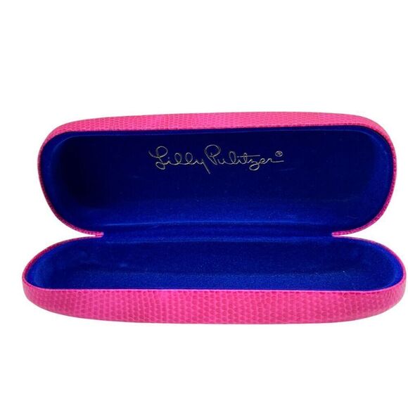 Lilly Pulitzer Pink Hard Shell Eyeglasses Sunglasses Case Gold Color Lettering - Picture 10 of 14